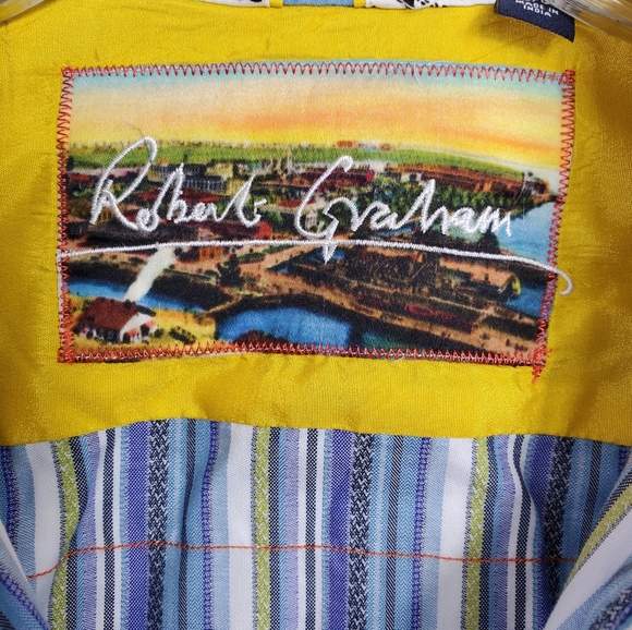 Robert Graham Men's Shirt Striped L Flip Cuffs - Picture 4 of 10